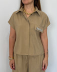 Tensione In - Camicia in cupro con cabochon
