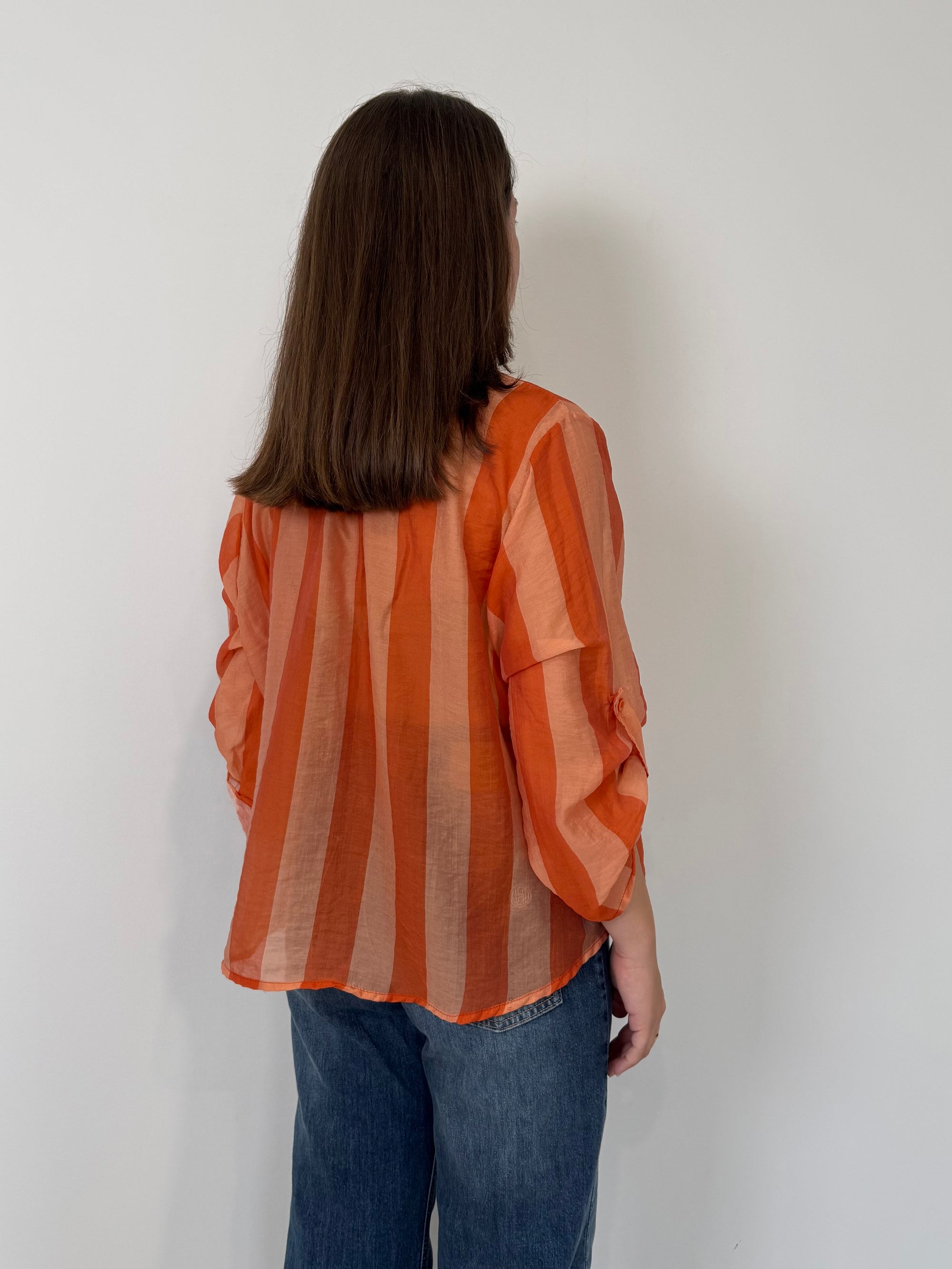 Haveone - Camicia righe larghe arancio
