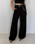 Haveone - Pantalone con cintura catena nero