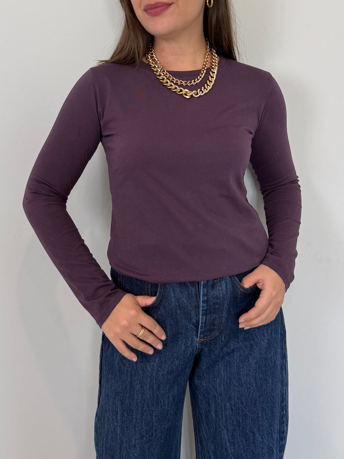 SusyMix - Maglia slim manica lunga vino