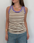 SusyMix - Canotta righe moro contrasto viola
