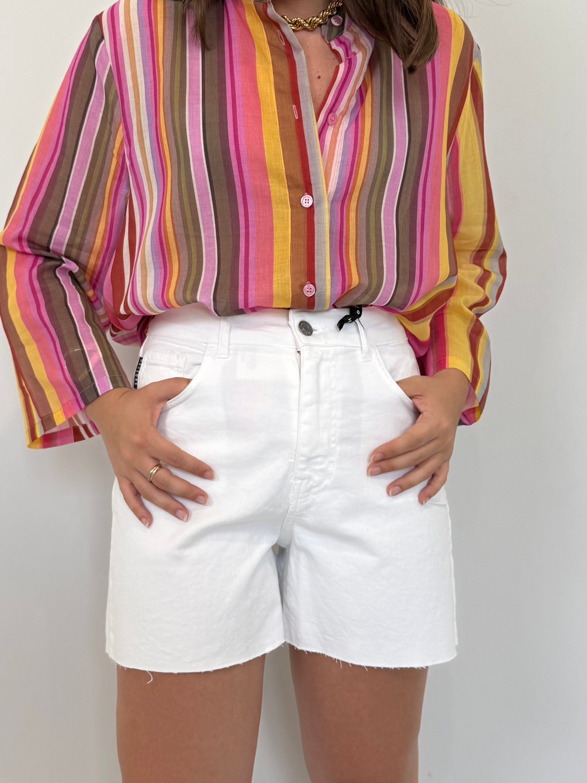 Haveone - Short violet denim bianco