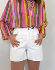 Haveone - Short violet denim bianco