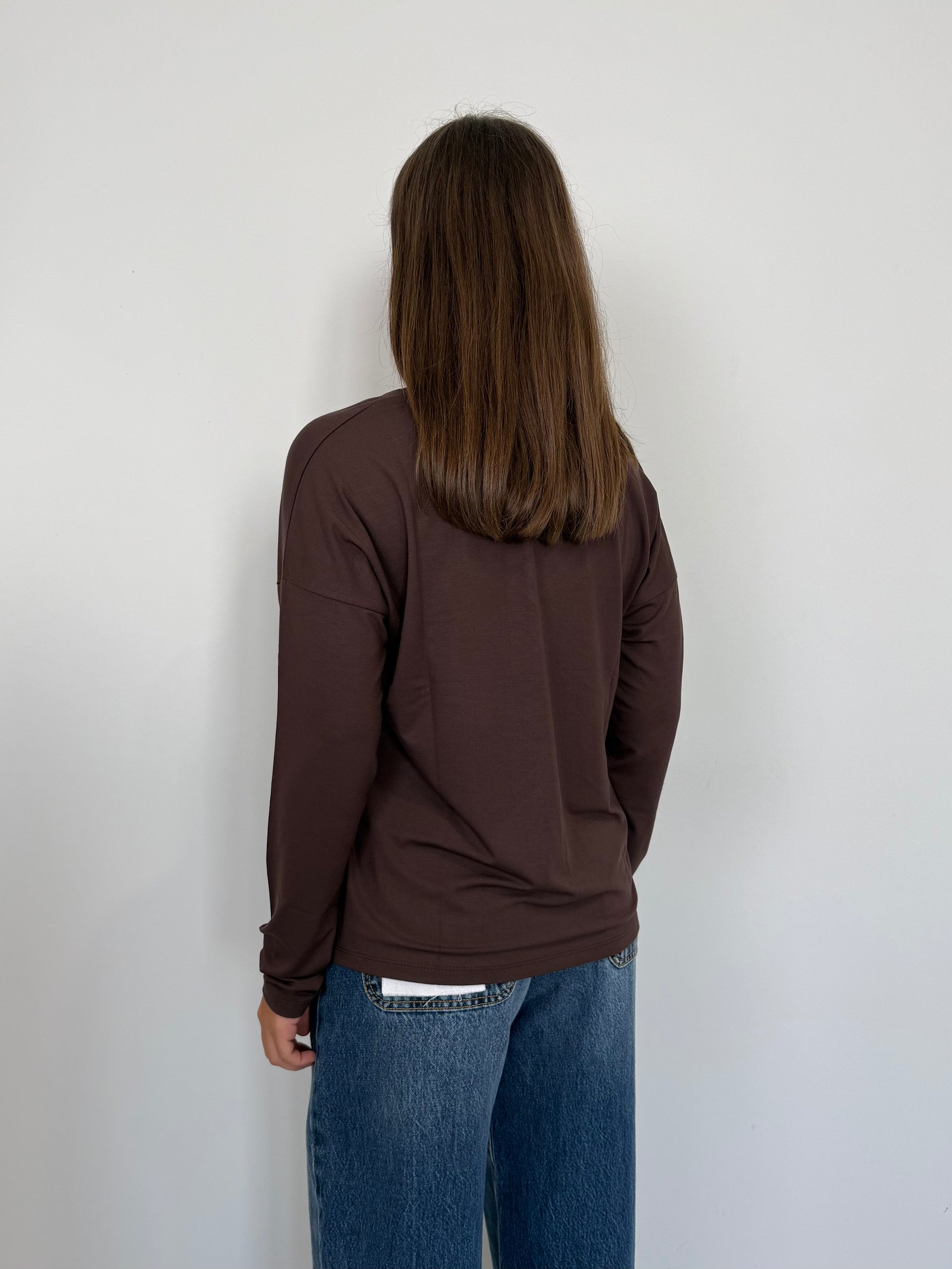 SusyMix - Maglia scatola scollo V moro