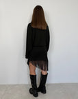 Tensione In - Abito con inserto foulard e frange