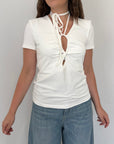 Haveone - T-shirt con laccio bianca