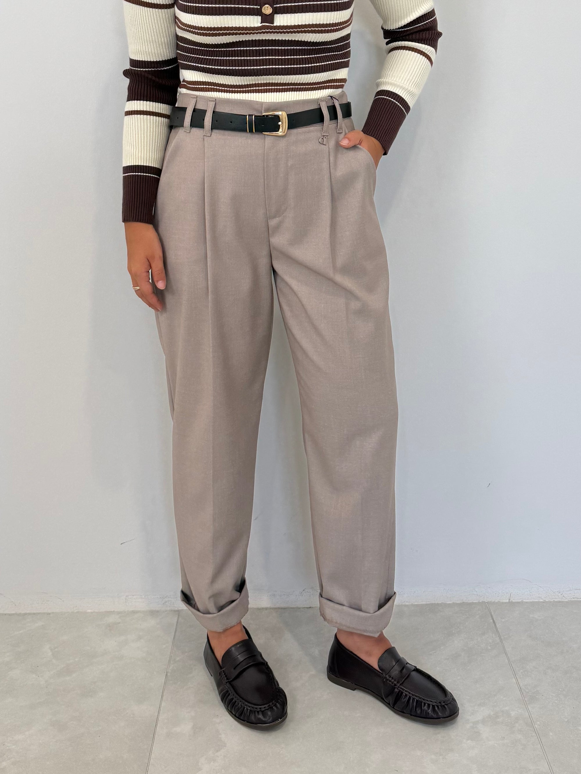 Dixie - Pantalone Office con pence taupe