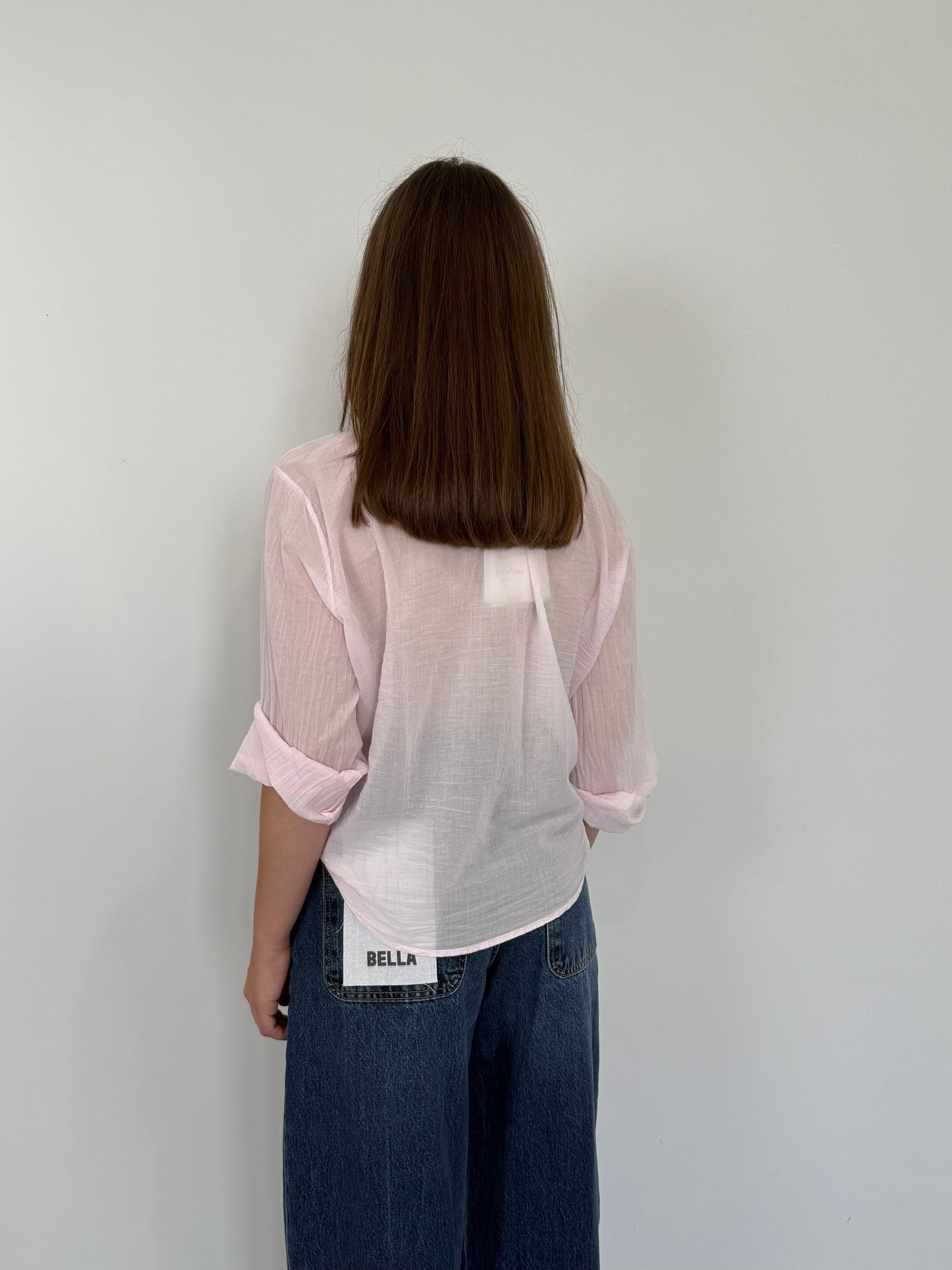 Tensione in - Camicia in mussola di cotone rosa