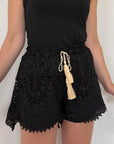 Haveone - Short in pizzo farfalla nero