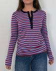 Haveone - Maglia serafino righe bordeaux