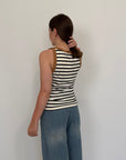 SusyMix - Canotta righe nere contrasto tabacco