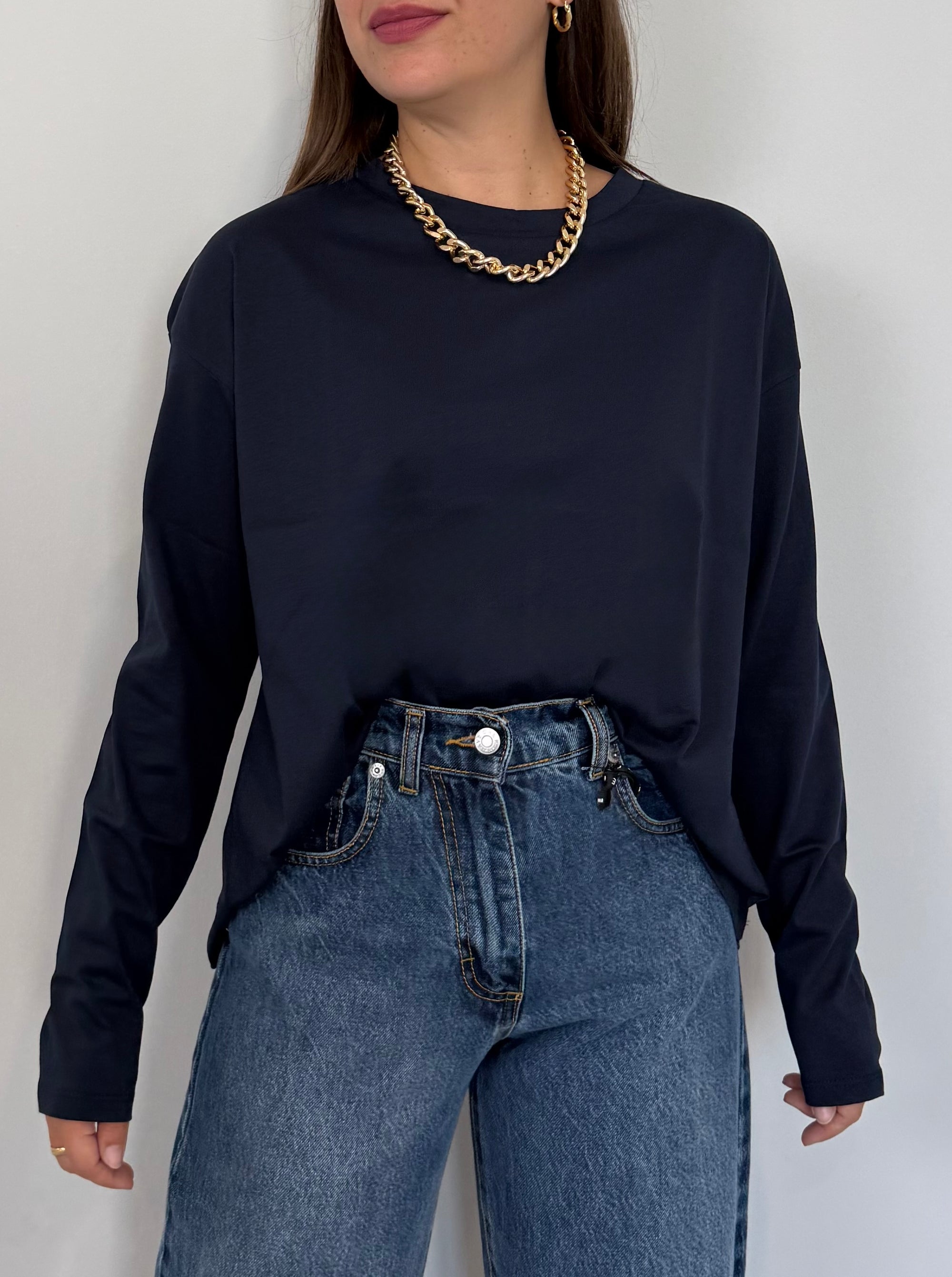 SusyMix - Maglia scatola manica lunga blu