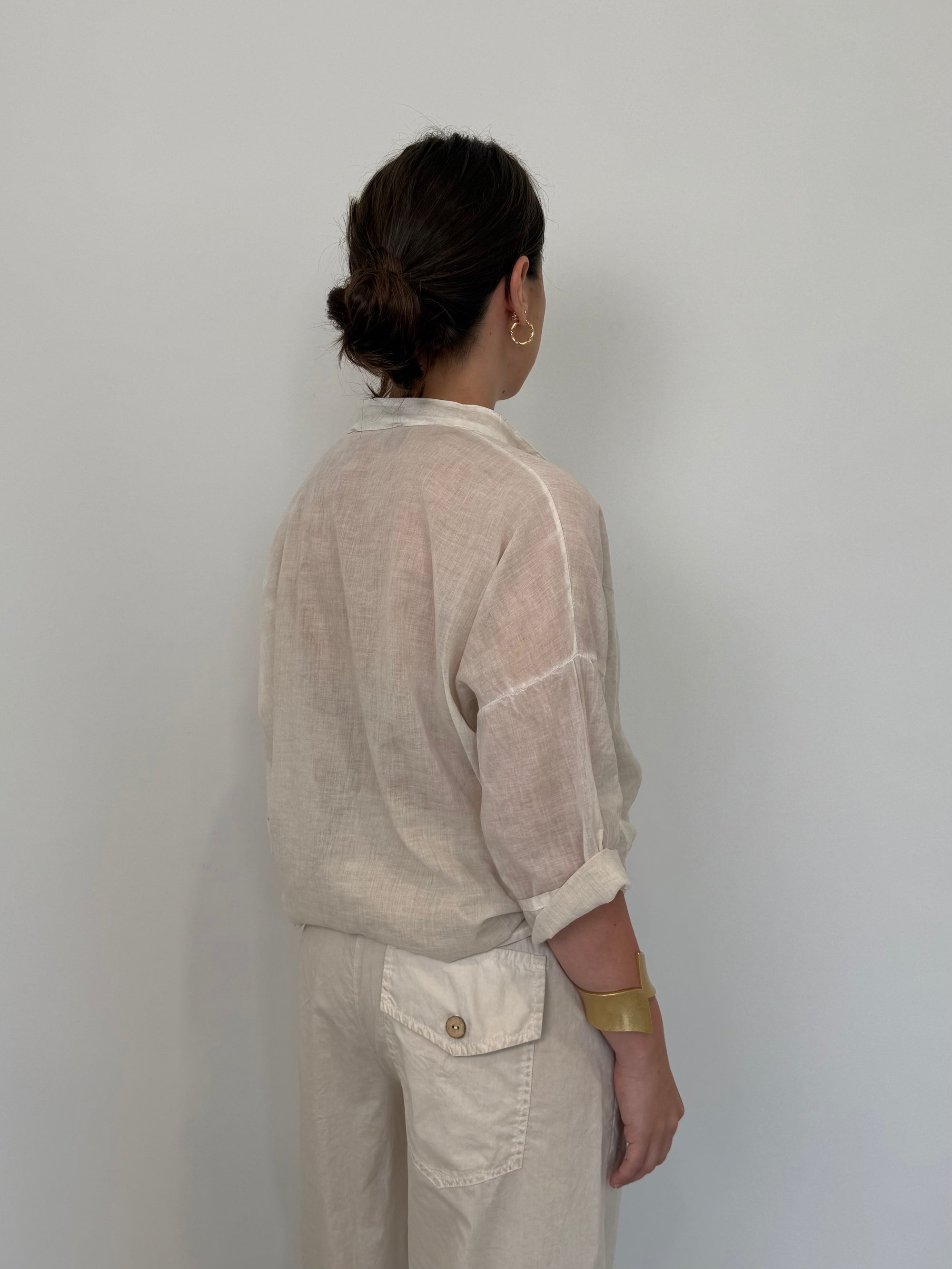 Haveone - Camicia in mussola di cotone beige