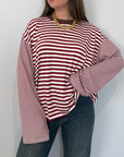 Haveone - Maglia over scatola bordeaux collo moro