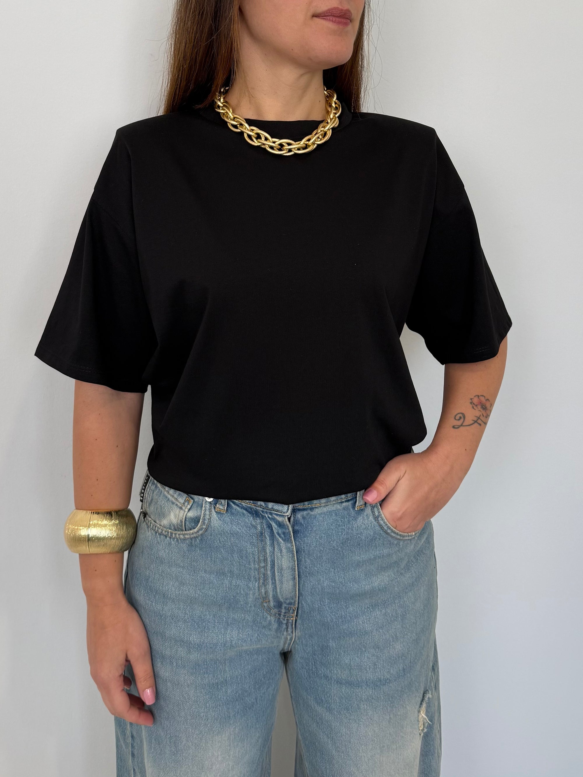 SusyMix - T-shirt con spalline nera