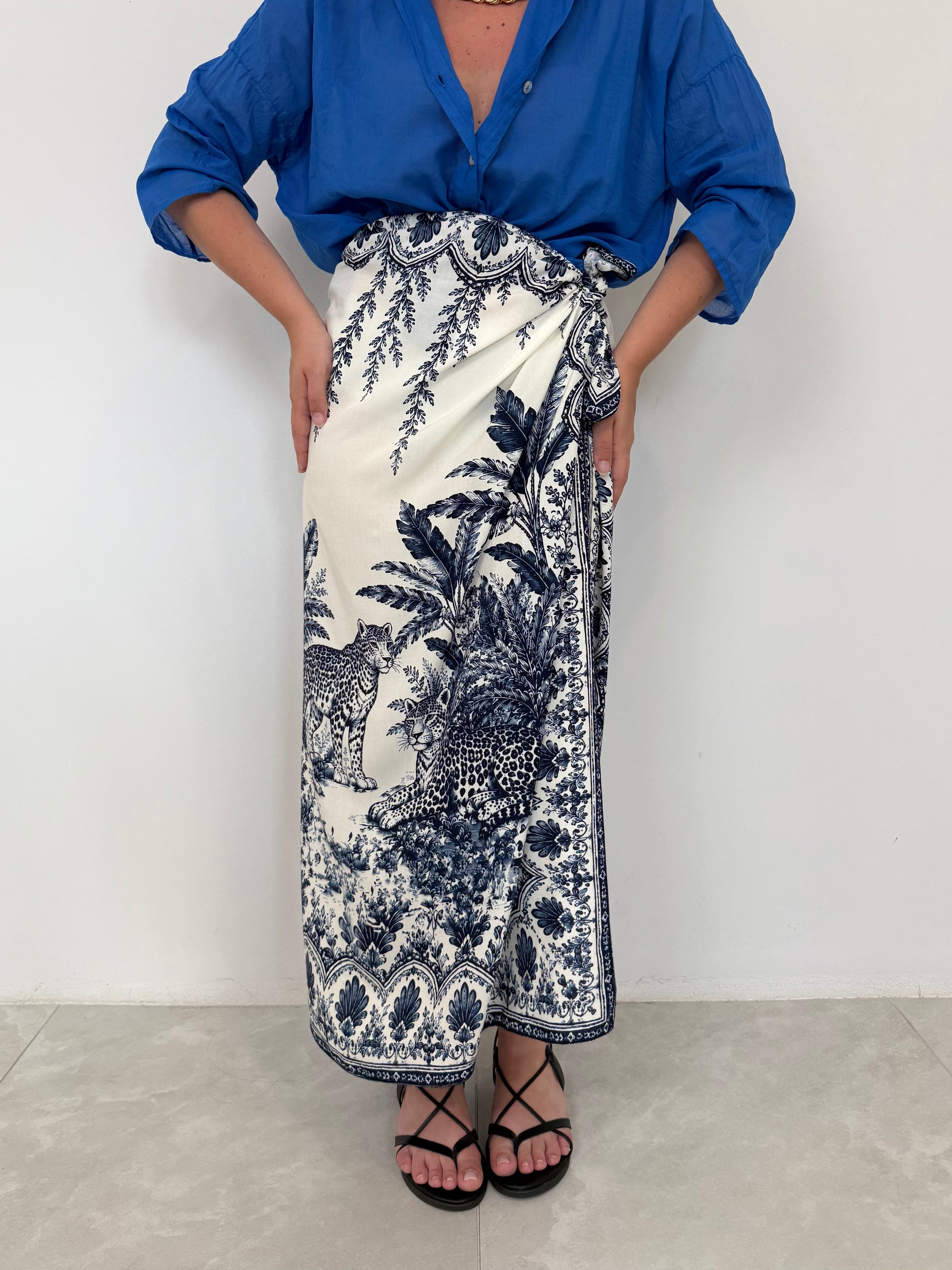 Tensione In - Gonna pareo lunga jungle blu