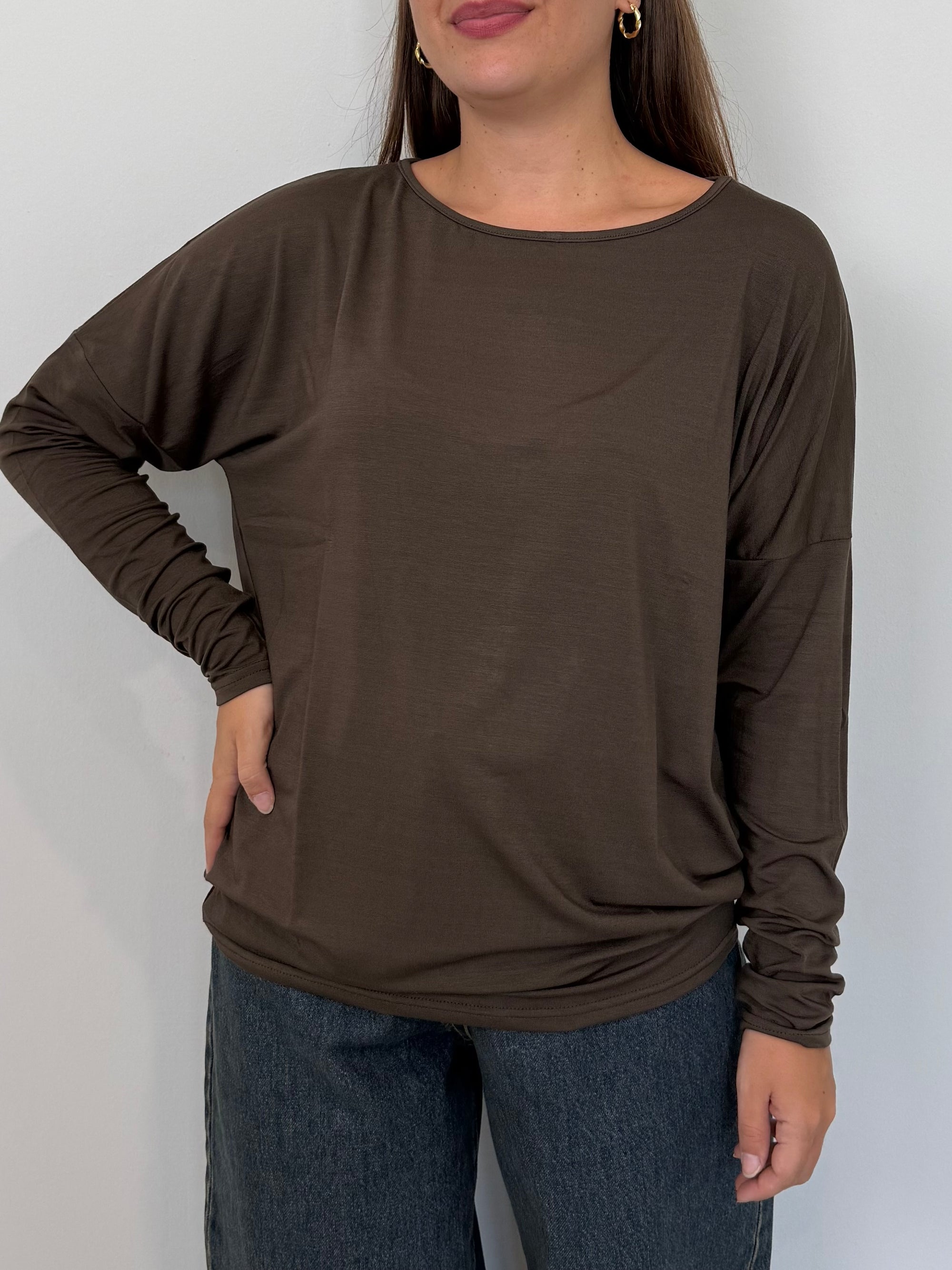 SusyMix - Maglia scatola scollo barca moro