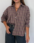 Haveone - Camicia goffrata check viola
