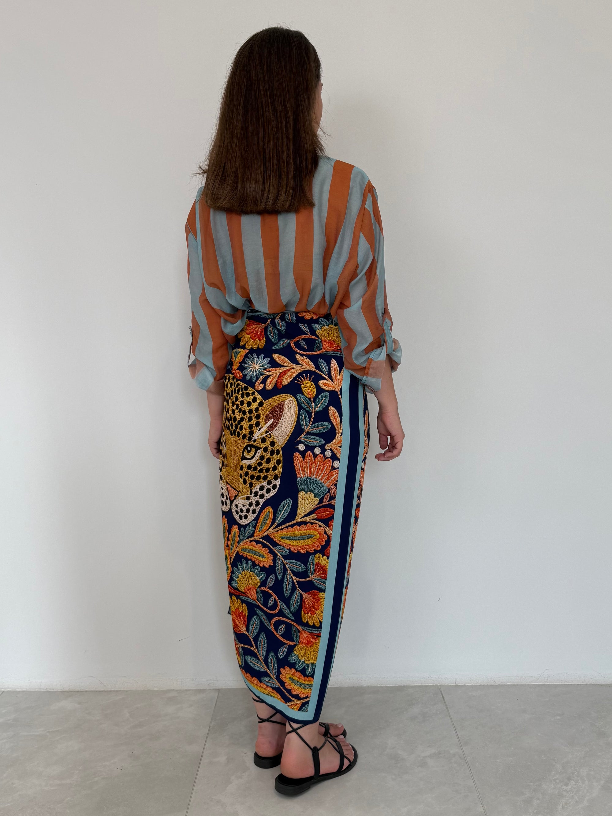 Haveone - Gonna pareo lunga ghepardo blu