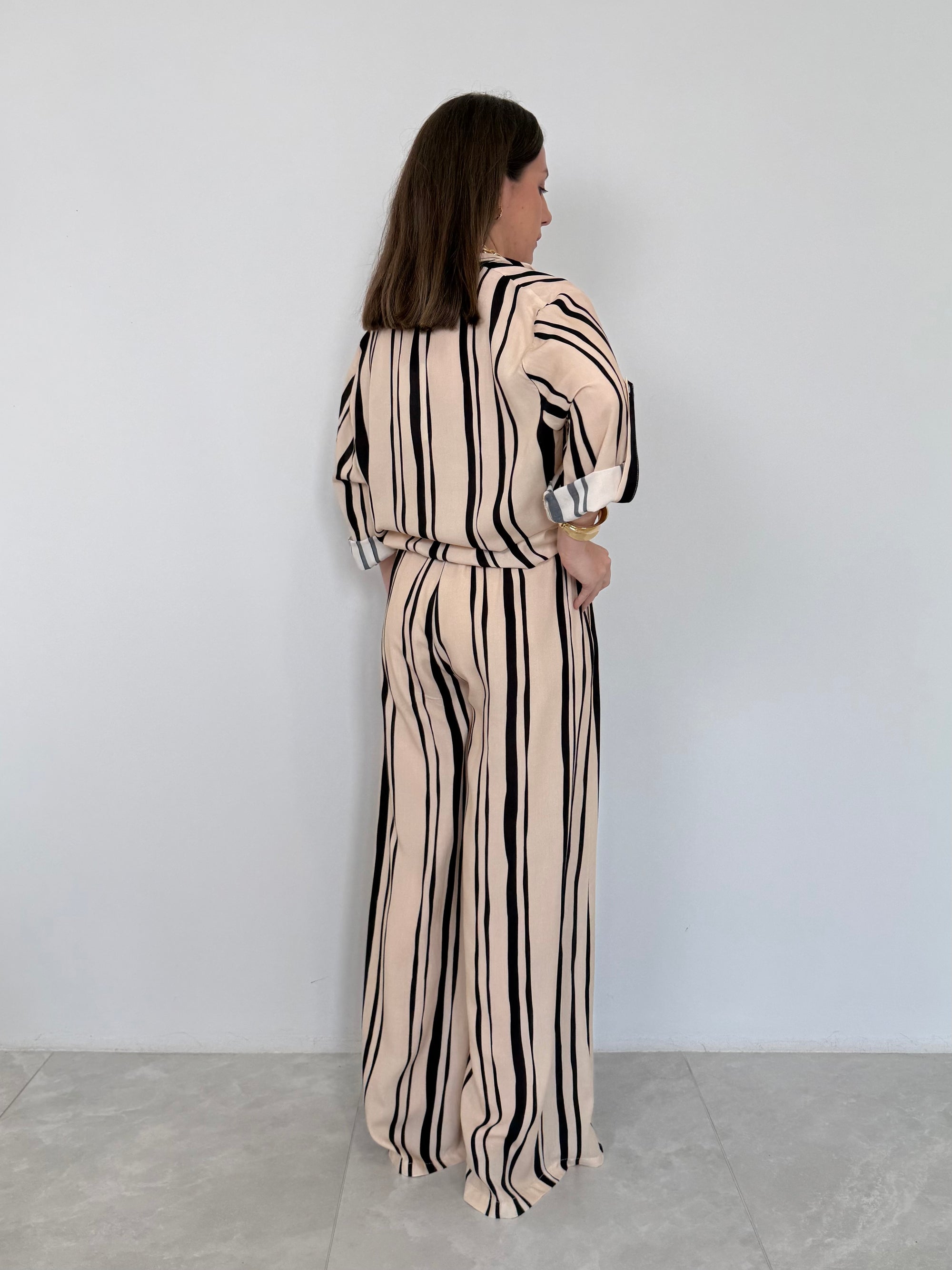 Haveone - Pantalone in viscosa con righe larghe
