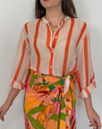 Haveone - Camicia righe larghe papaya/panna