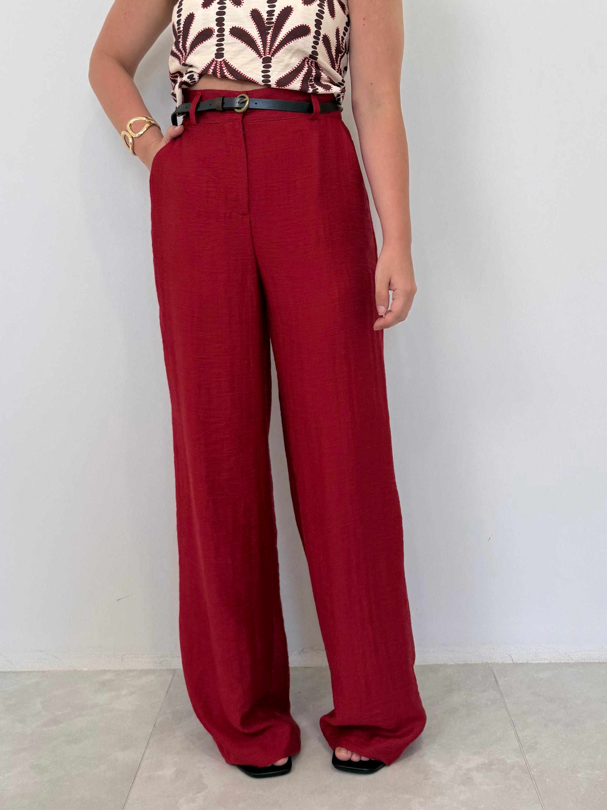 Haveone - Pantalone easy rosso