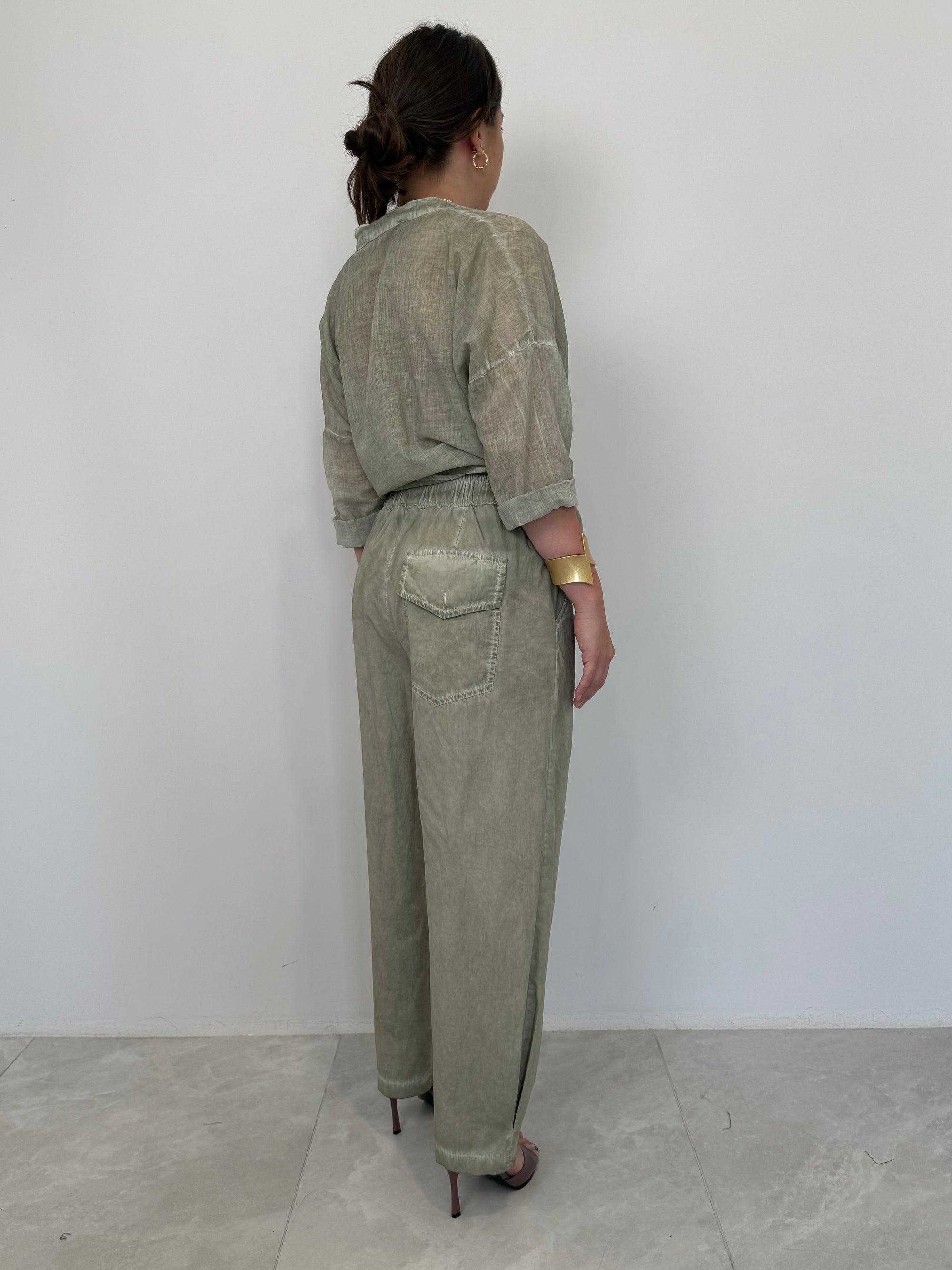 Haveone - Pantalone barrel verde