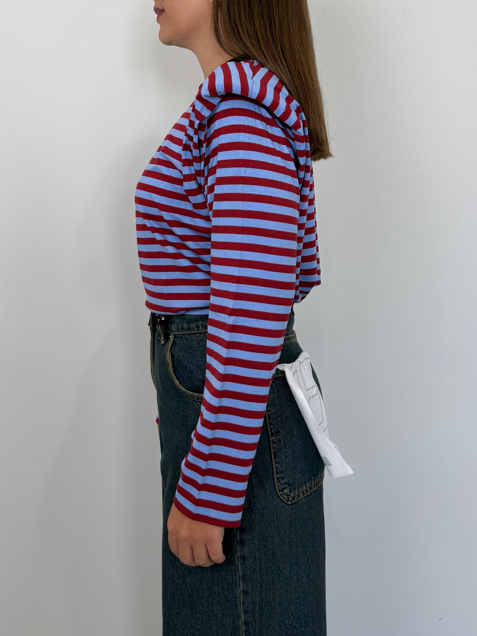 Haveone - Maglia spalline righe bordeaux