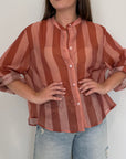 Haveone - Camicia righe larghe rosa mattone