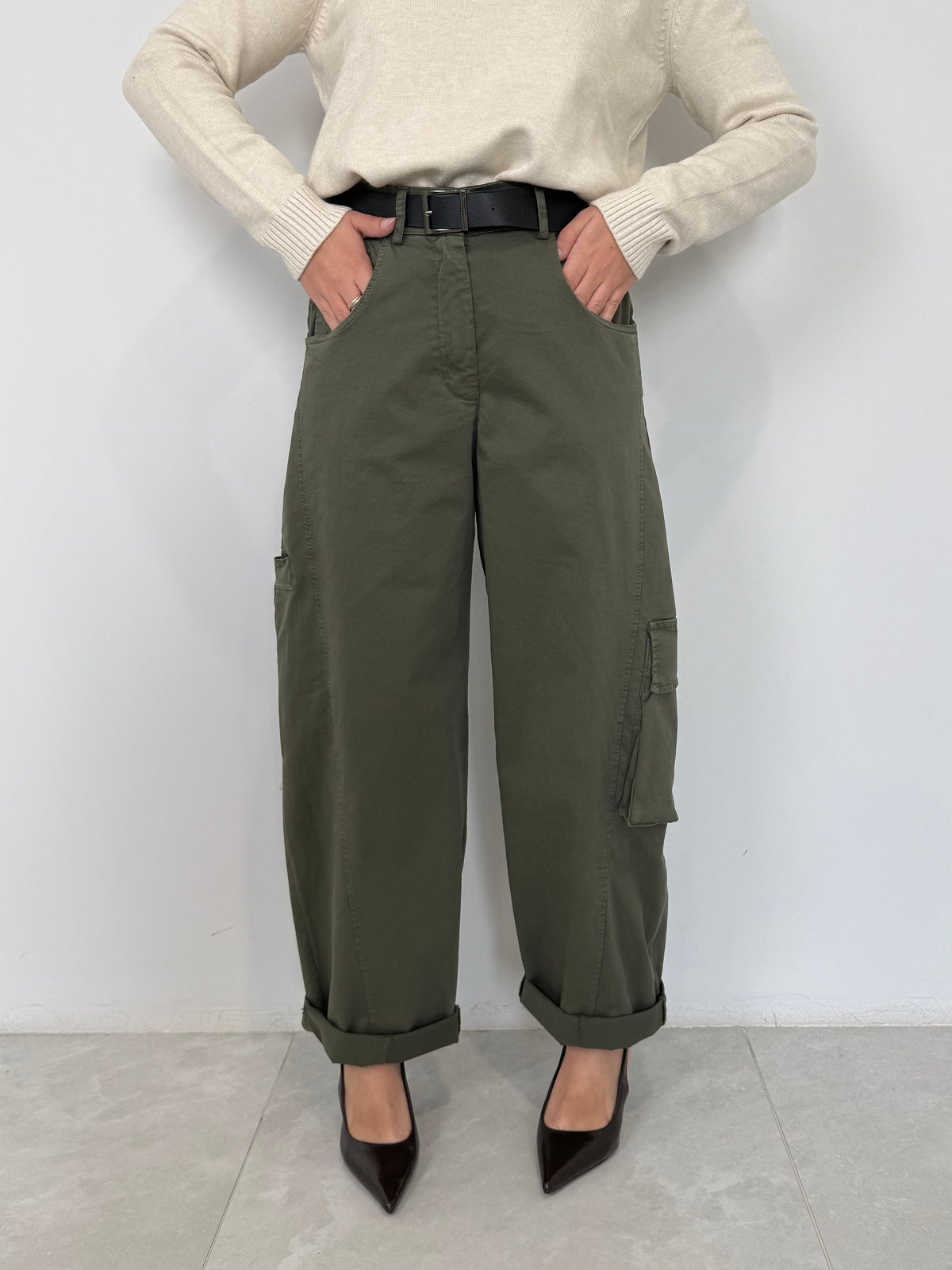 SusyMix - Pantalone ovetto cargo verde
