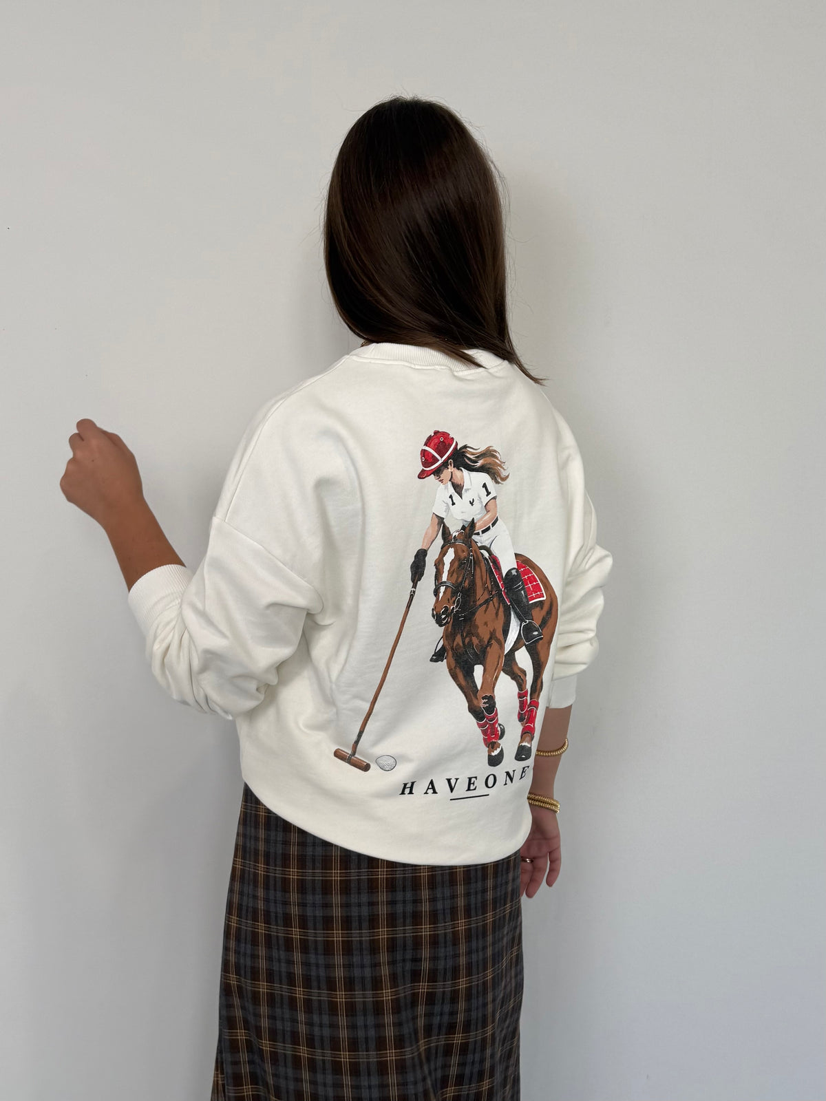 Haveone - Felpa con stampa retro bianca