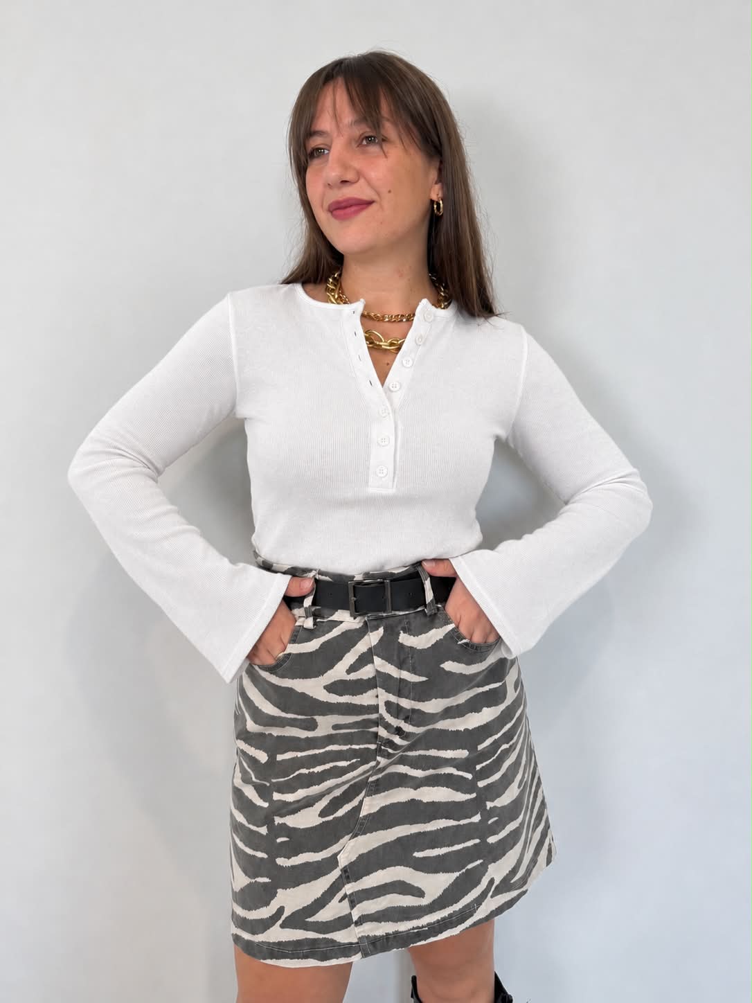 Civico23 - Maglia serafino bianca manica calla