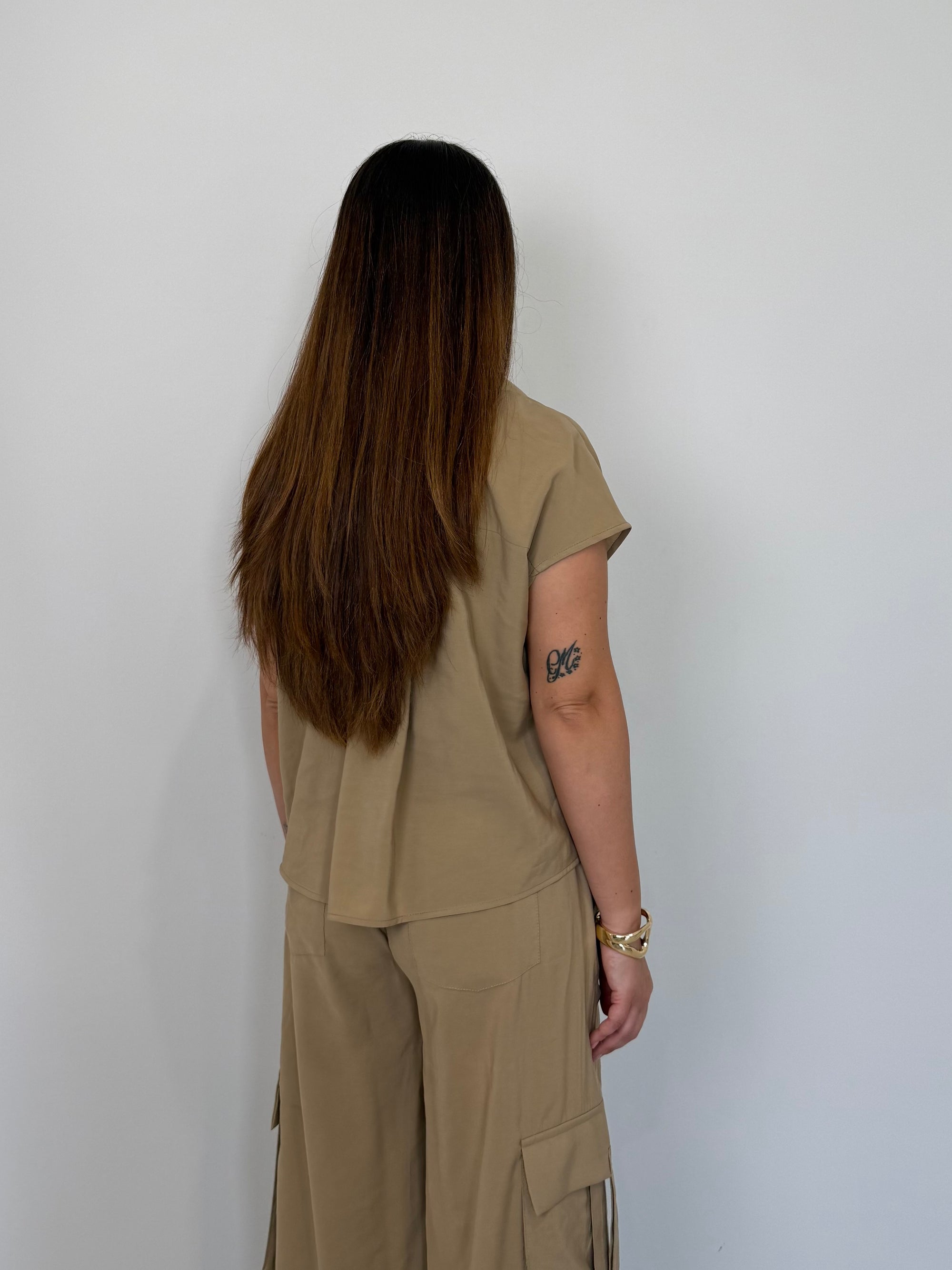 Tensione In - Camicia in cupro con cabochon