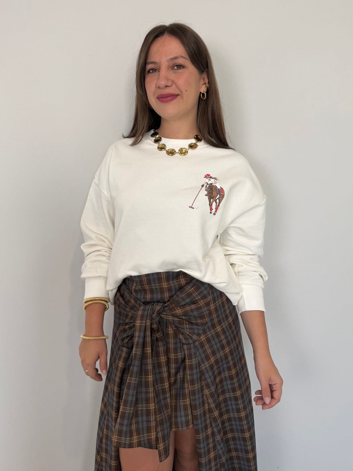 Haveone - Felpa con stampa retro bianca