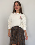 Haveone - Felpa con stampa retro bianca