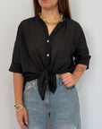 Haveone - Camicia in mussola di cotone nero