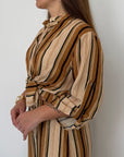 Haveone - Camicia in viscosa riga senape