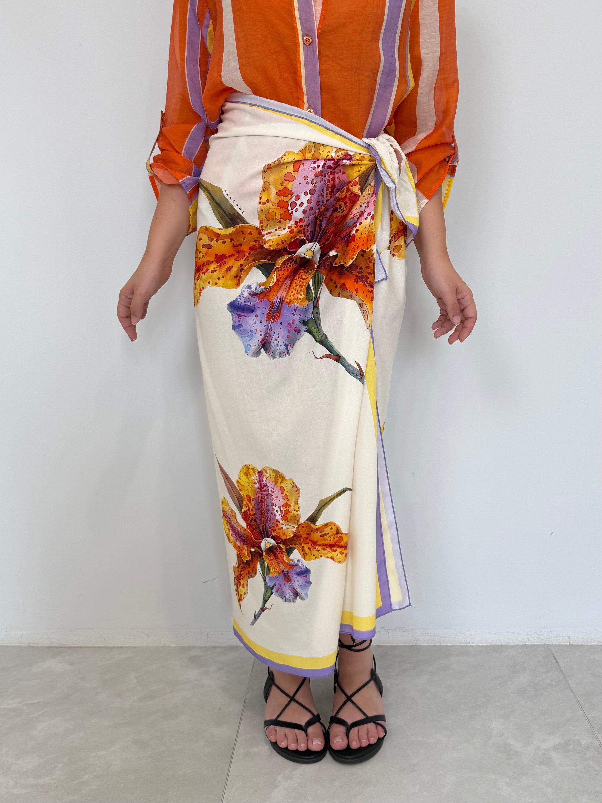 Haveone - Gonna pareo lunga orchidea arancio