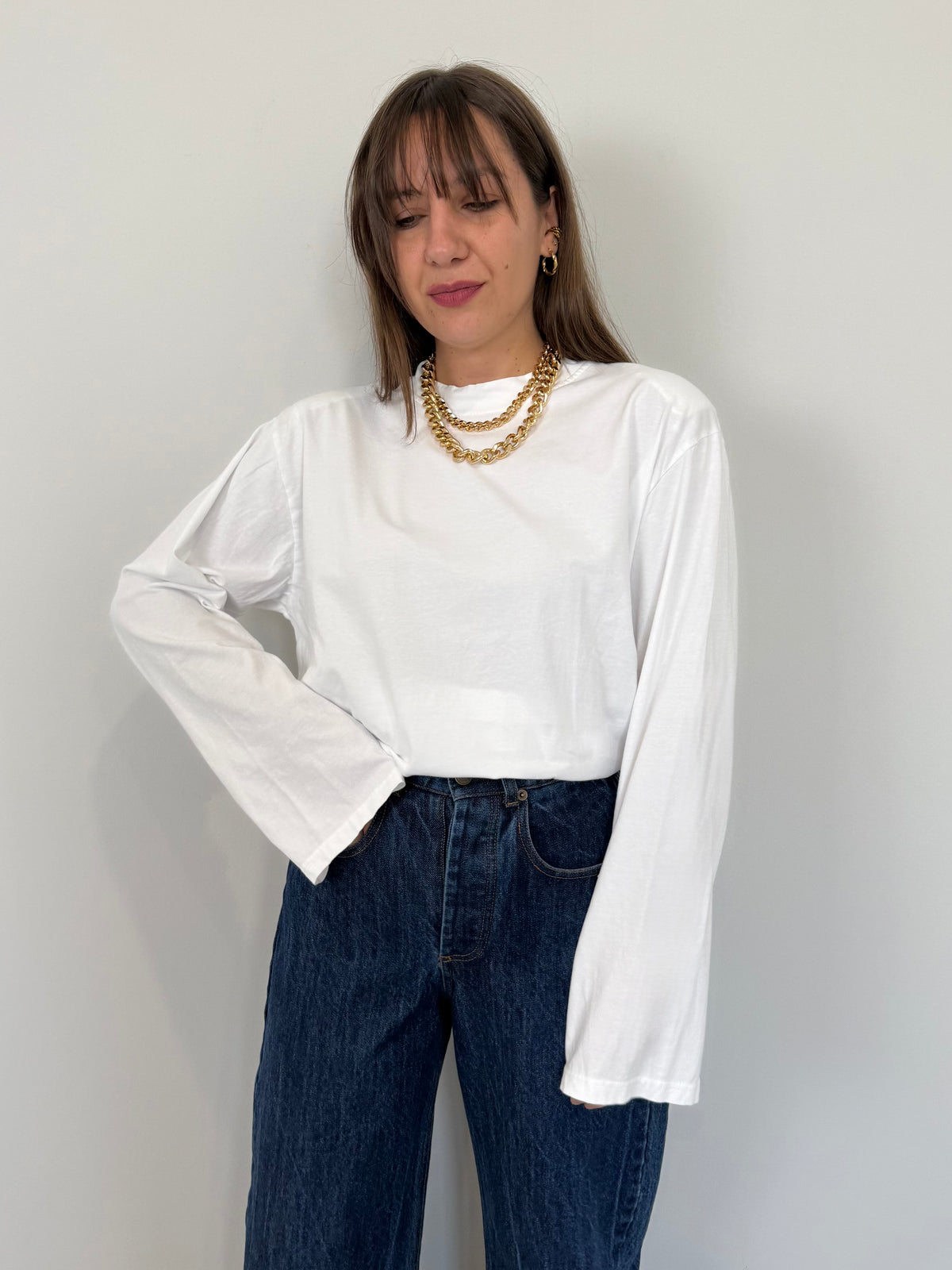 Haveone - Maglia over con spalline bianca