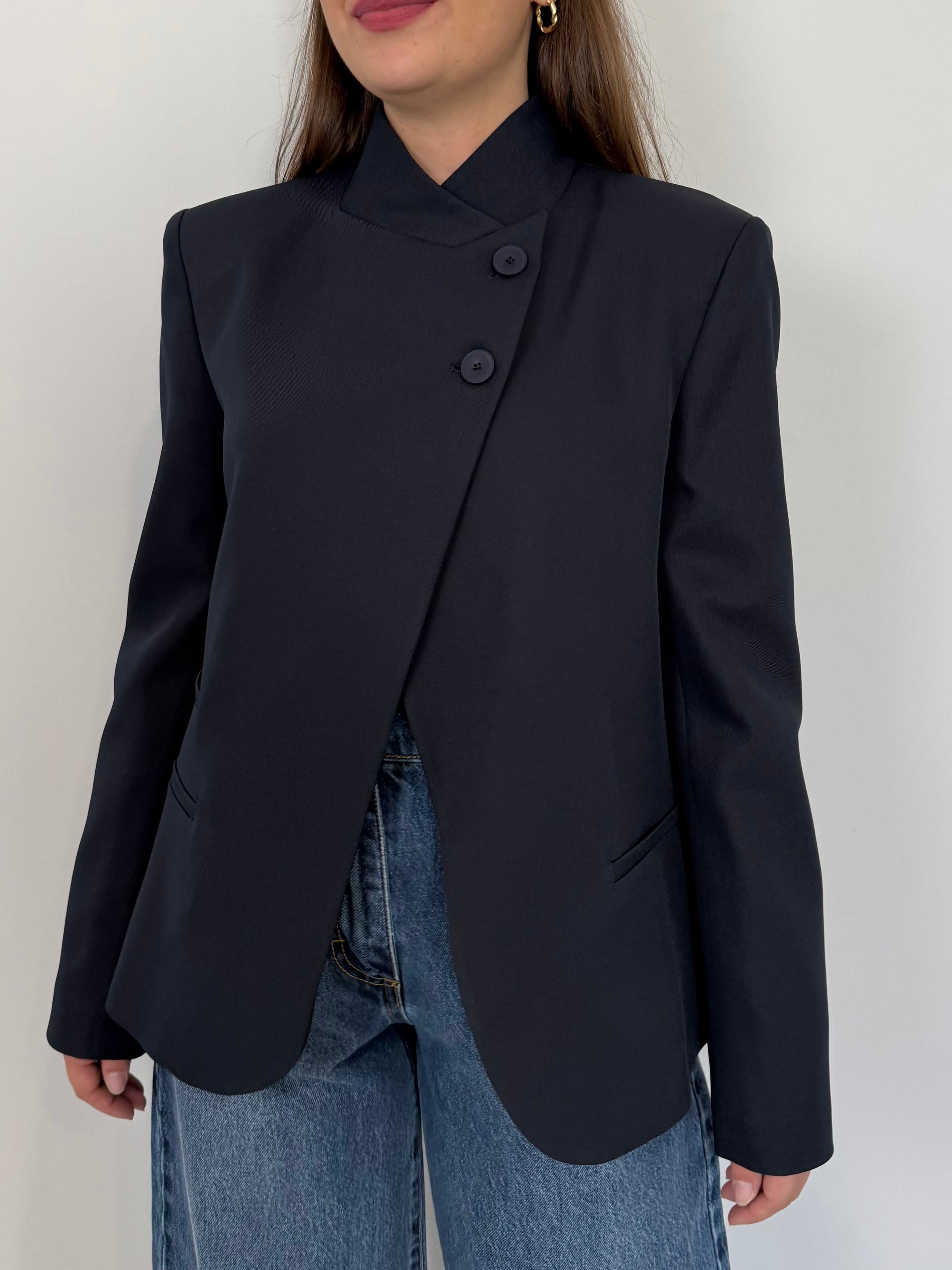 Haveone - Giacca con bottone superiore blu