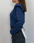 Haveone - Maglia spalline righe blu