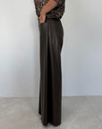 SusyMix - Pantalone palazzo similpelle moro