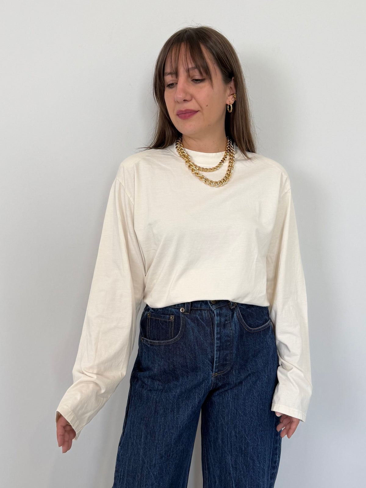 Haveone - Maglia over con spalline burro