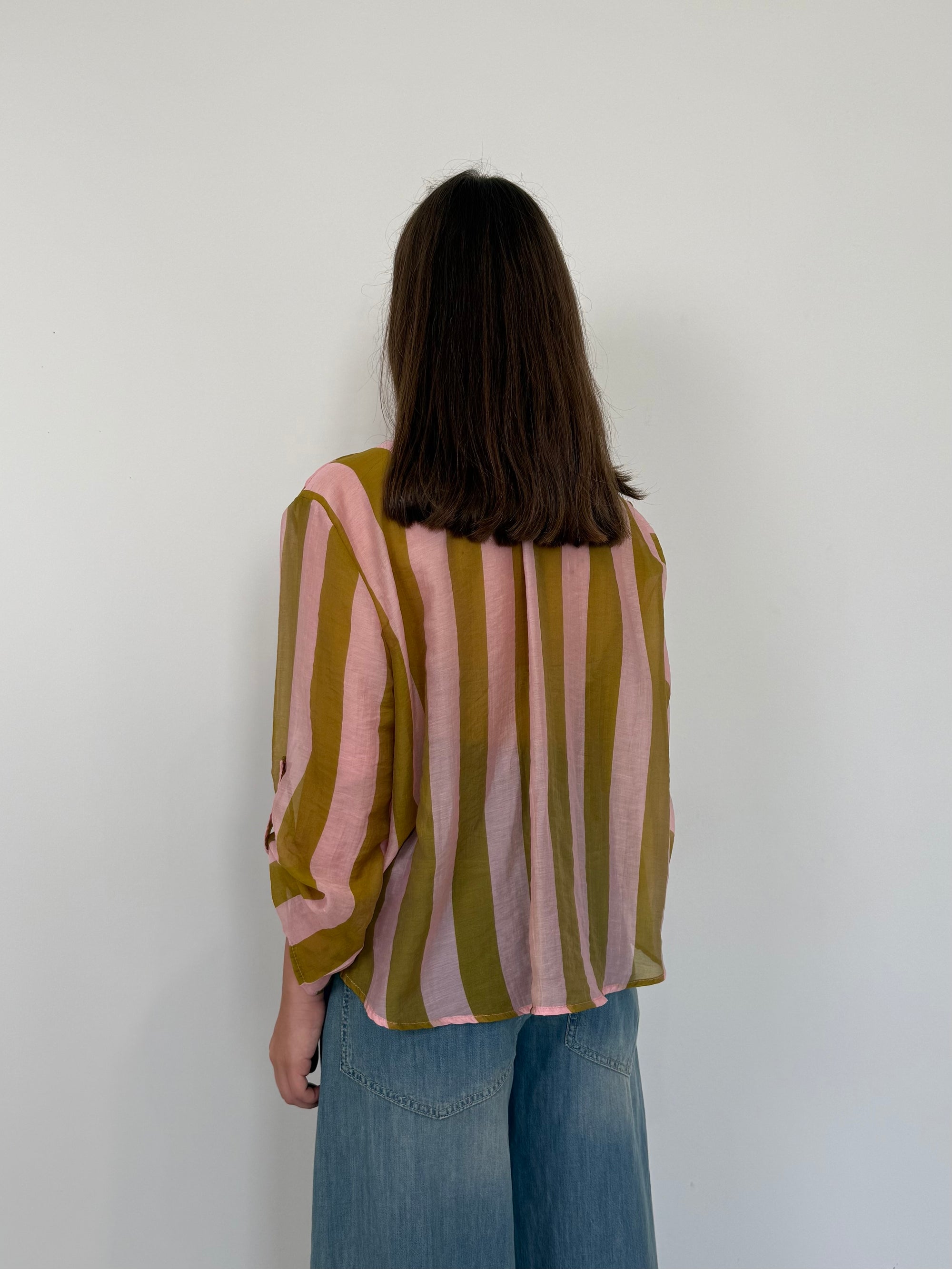 Haveone - Camicia righe larghe rosa/olio