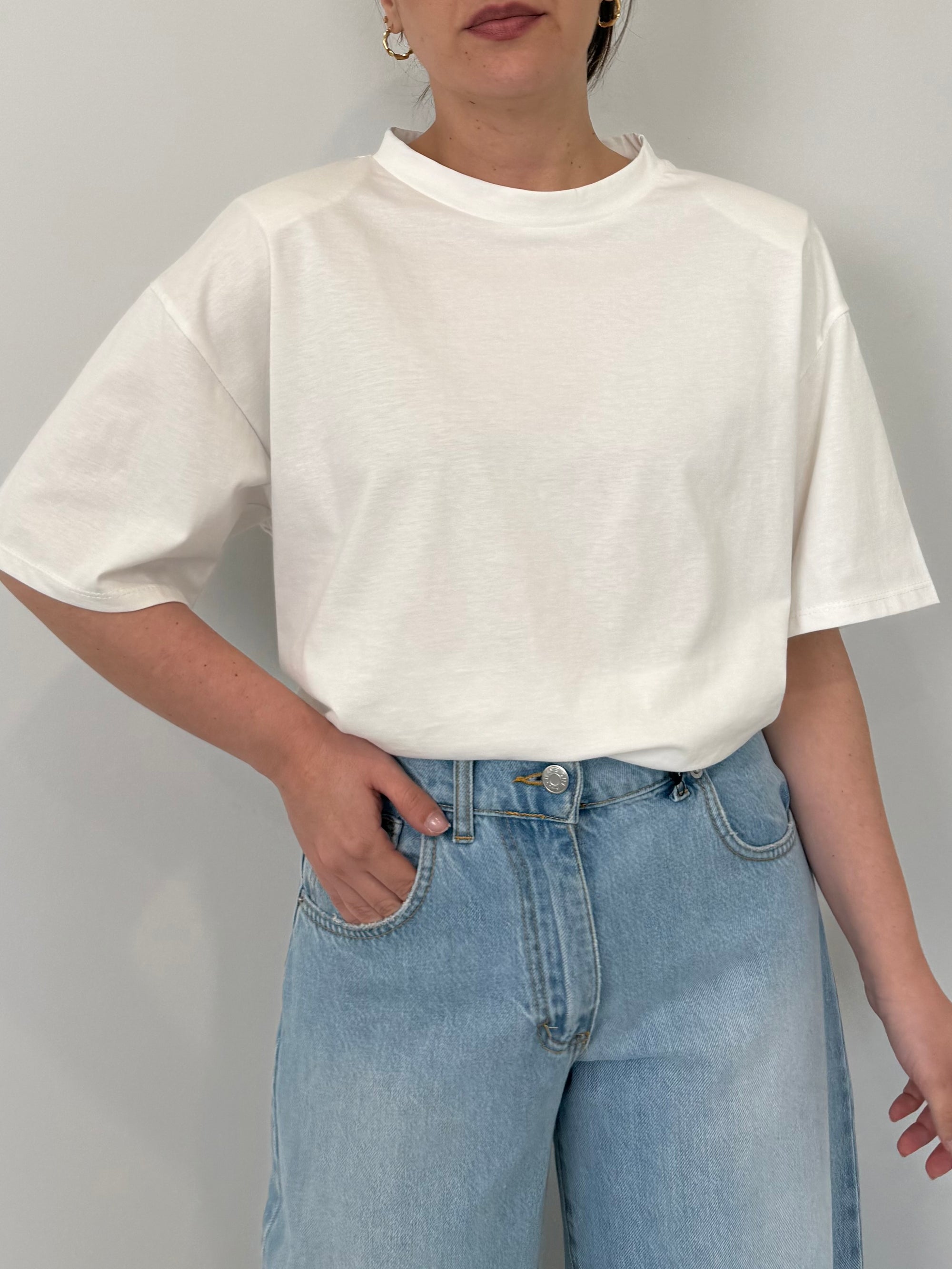 SusyMix - T-shirt con spalline bianca