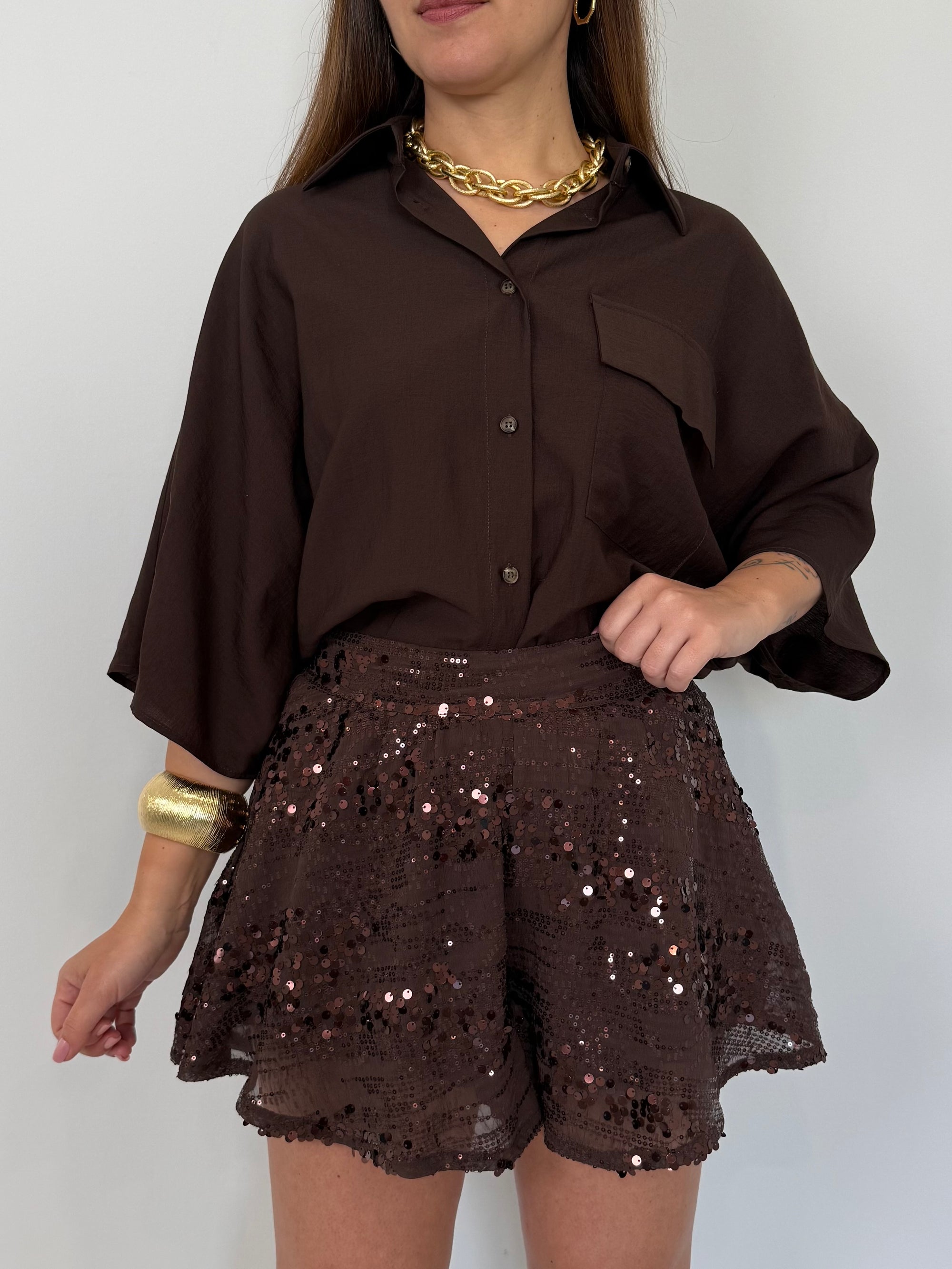 Haveone - Short farfalla in paillettes