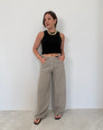 Haveone - Pantalone bella in lino grigio