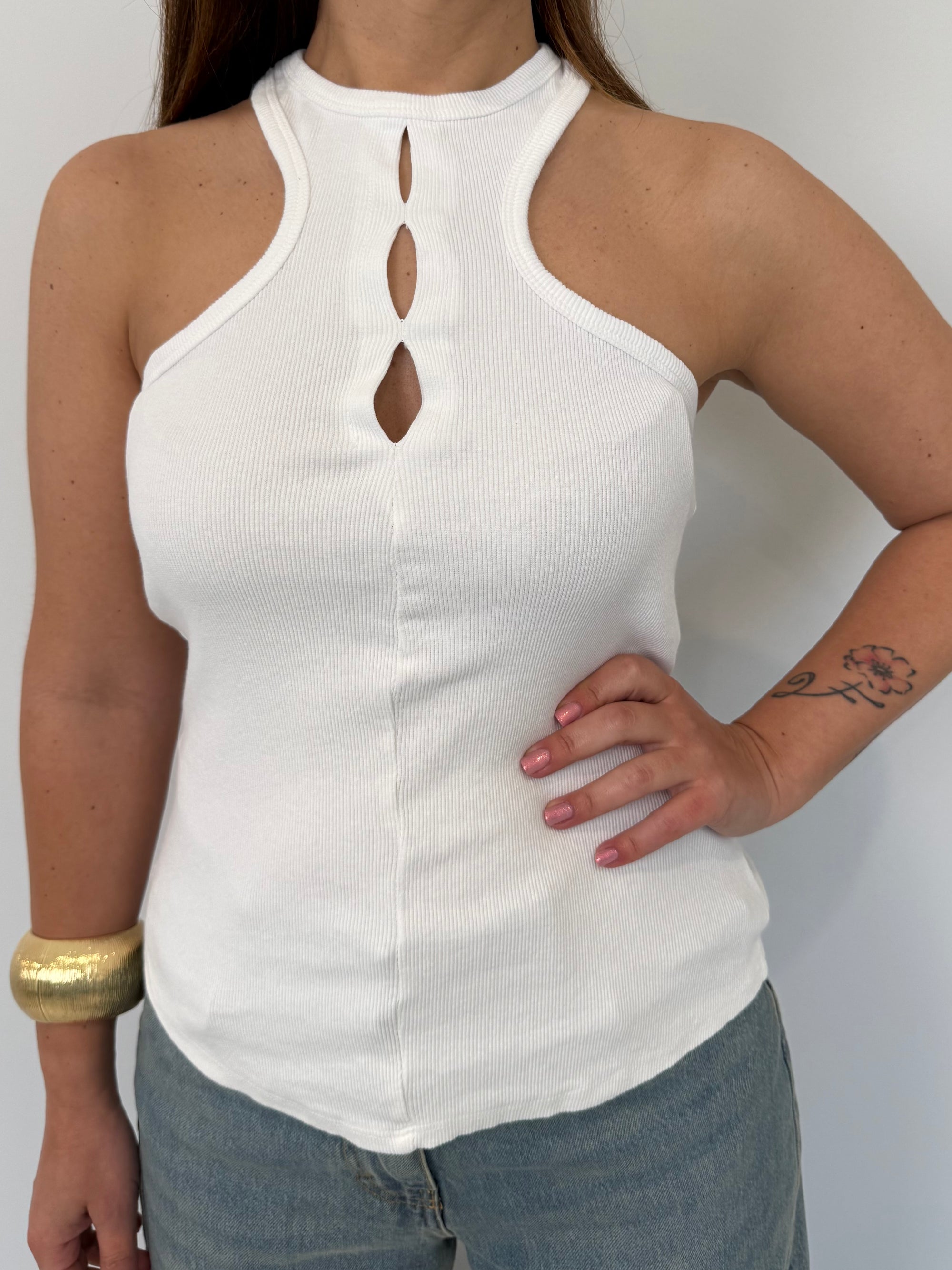 Haveone - Canotta vogatore cutout bianca