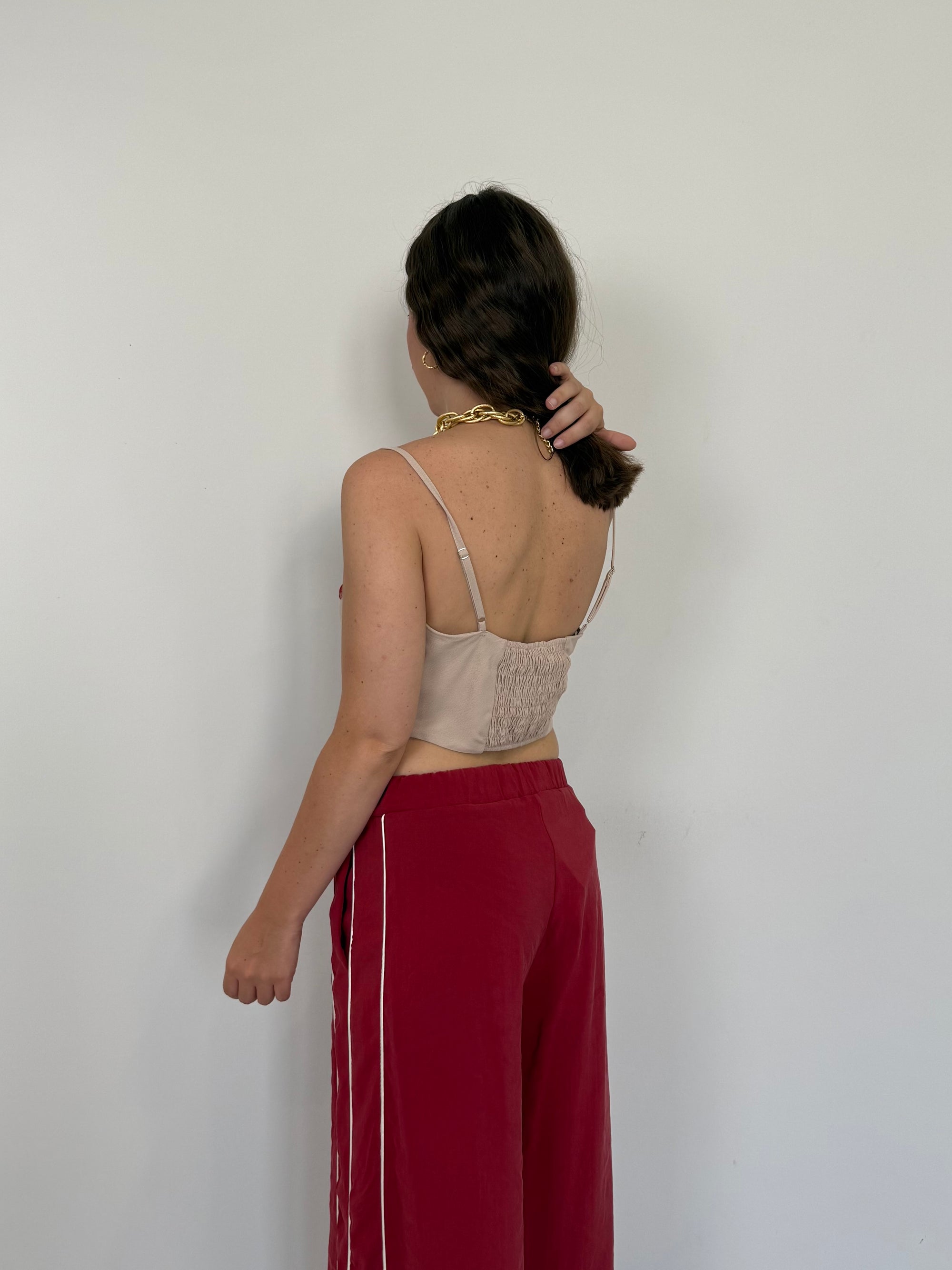 Haveone - Top punte in pizzo beige