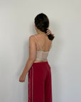 Haveone - Top punte in pizzo beige